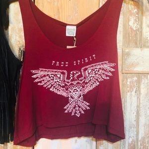Free Spirit Eagle red cropped tank top